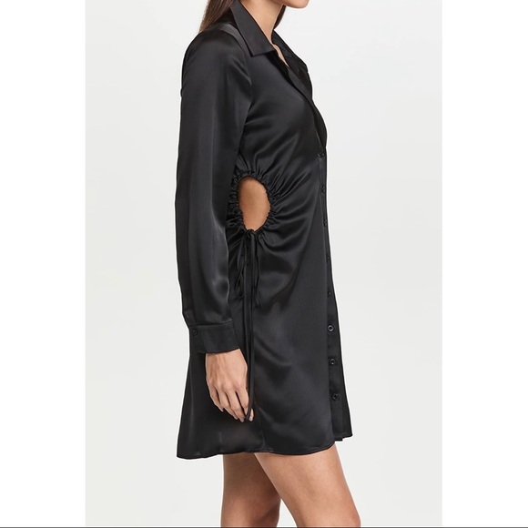 NWT Wayf Black Button Down Shirt Dress with Side Cutouts size Medium - Picture 5 of 12